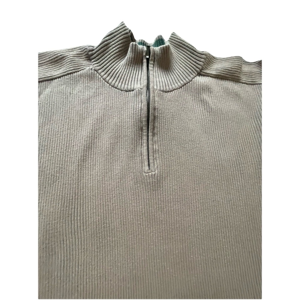 Vintage Levi's Ribbed 1/4 Zip Sweater Shirt Mens 2XL Cream Long Sleeve